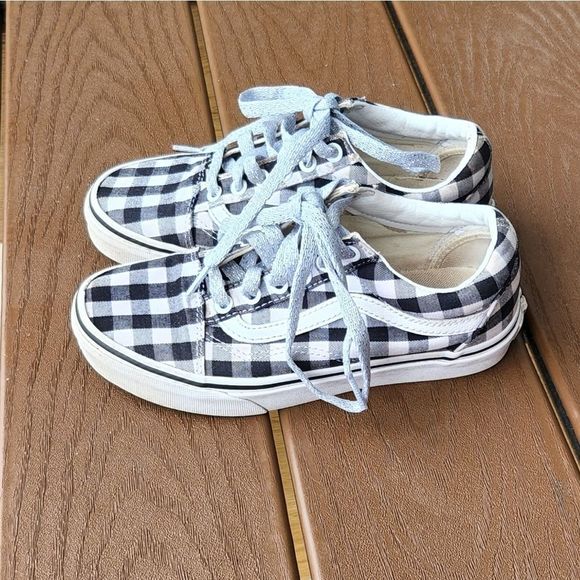 Vans Old Skool black Gingham sneakers size 5, used - Picture 2 of 9